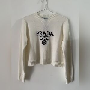 Prada Women's Cream White Wool Cropped Sweater